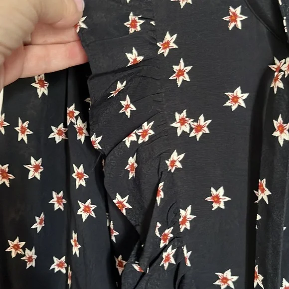 & OTHER STORIES FLORAL PRINTED RUFFLE BIB MIDI DRESS - Picture 8 of 15